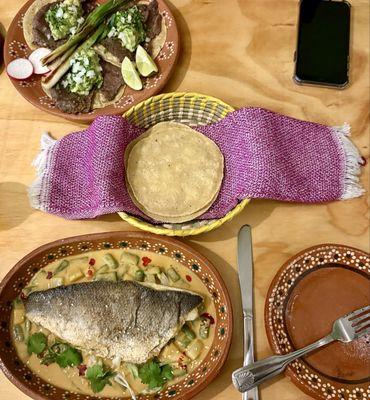Michmole (salted Branzino) with Freshly Made Tortillas