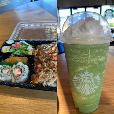 #PearlCityShops #DinnerTime #kozosushipearlcityshops #starbuckspearlcityshops Chicken Katsu Bento with my Matcha Green Tea Frappuccino