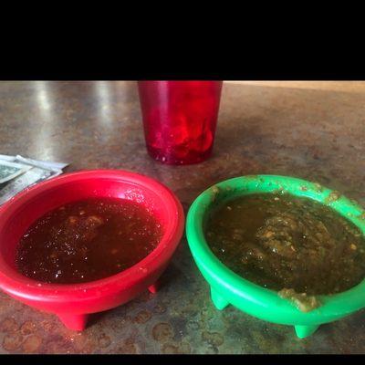 Regular Gringo Salsa (red) & Hot Green (green)