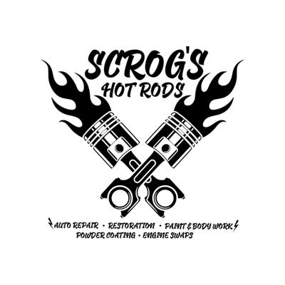 Black and White Scrog's Hot Rods Logo