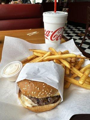 Cheeseburger combo. No lettuce with grilled onions