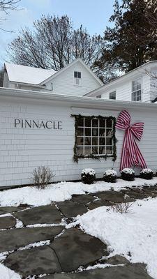 Exterior during winter holiday season