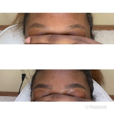 Before & After of an eyebrow wax & tint