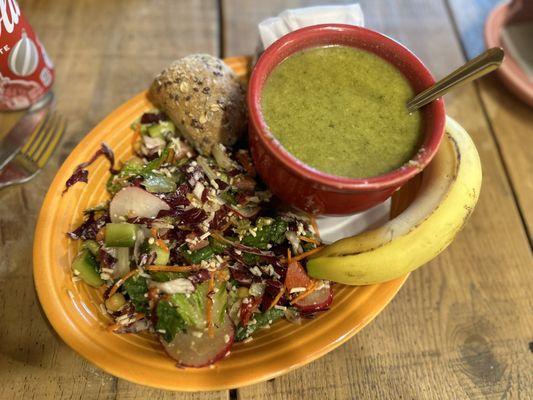 Lunch combo with the green goddess soup