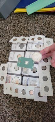 But gold platinum tons of slab coins American Silver eagles and a very rare hard to find Canadian panam games cameo coin! Tons!
