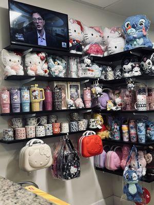 Hello Kitty, Cinnamoroll, Kuromi, Stitch and themed mugs and cups!!