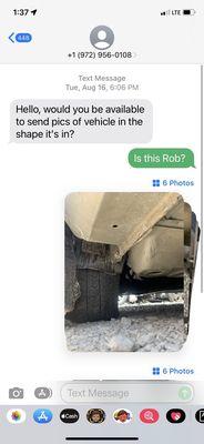 Destroyed vehicle that Alinsco refuses to pay for