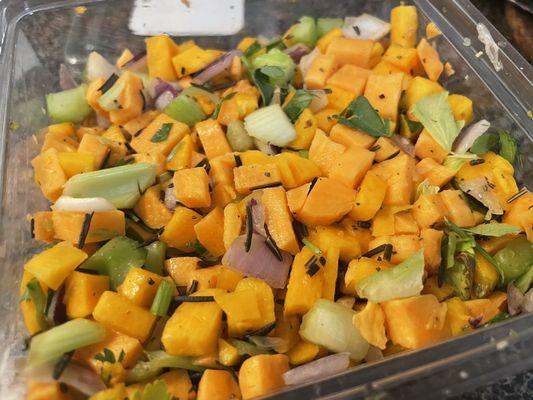 Holiday Hash comes preseasoned. Easy peasy. Just add a little olive oil and sautee.