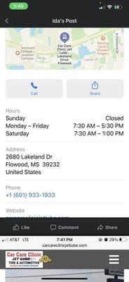 Car Care Clinic Jet Lube - Lakeland Drive Flowood