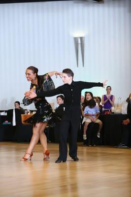 Pro-Am Latin dance competition. Patricia dancing with the student Colin Logan the Cha Cha