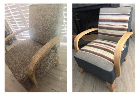 Ugly thrifted chair, before and after.