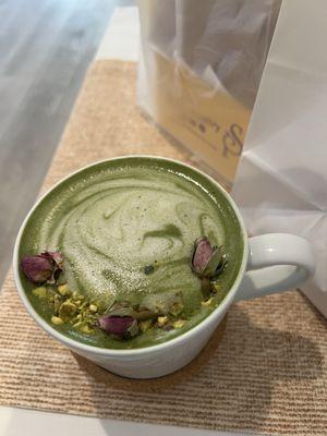 Pistachio & Rose Matcha Latte take 2