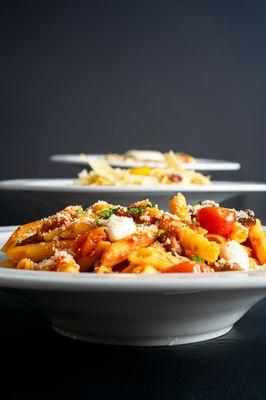 Penne Siciliana & Spaghetti Carbonara