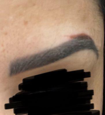 Scars from Sylvia's mistake for being lazy and not drawing the eyebrows as a professional usually do even when they are touching  up.