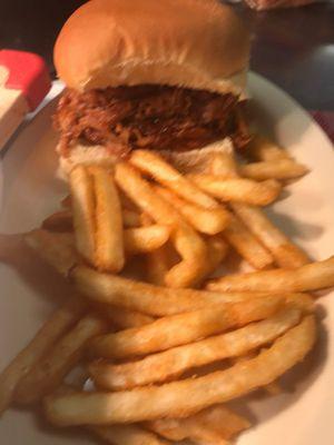 pork sandwich and choose a side Seasoned fries are tasty!