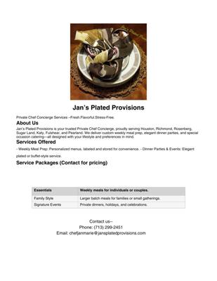 Jan's Plated Provisions