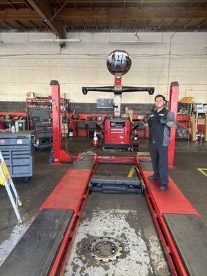 Brake Masters they do alignments and on lifted trucks
