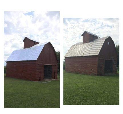 Barn We Pressure Washed , Primed And Painted Tops And Sides top Using Asphalt Aluminum Paint Sides Sherwin Williams A100