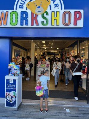 Featuring Honey the bear in the knapsack