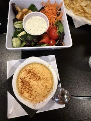 Cream of crab soup and side salad