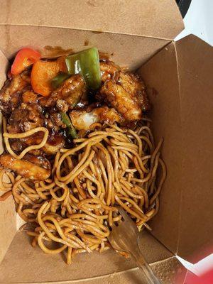 Shrimp general tso and lo mein