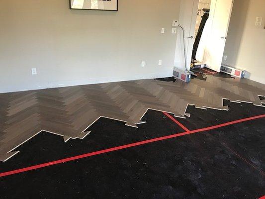 Installation of Herringbone Flooring