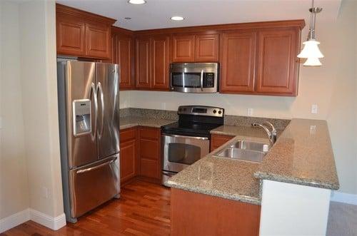 One of the kitchens at the 7680 Monterey Street Condo building we built in Gilroy, CA.