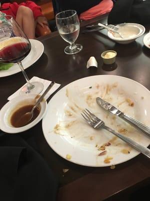 Served my wife raw chicken. We all finished our dinner still waiting for her entree