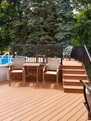 Trex deck and Aluminum Trex railing.