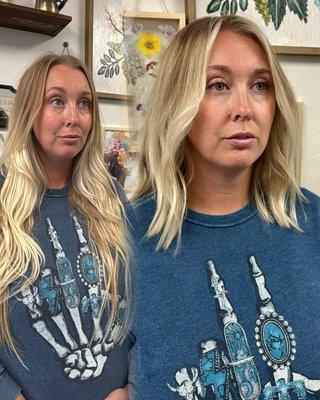 Balayage/ Lived-in Package: includes dimensional application, treatment, toner/gloss, haircut and style.