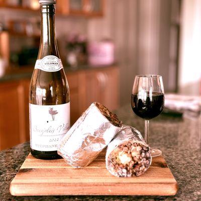 Super Shrimp and Carne Asada Burrito with guacamole.