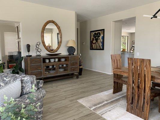 Lamp and picture on wall