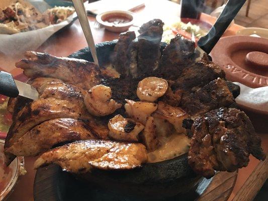 Mexcalate (forgot the actual name) - it's for two. Comes with fajita type fixin sides (cheese, refried beans, lettuce, rice and wrap).