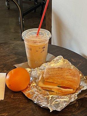 Turkey panini and Lavender latte