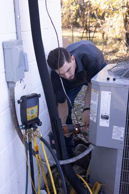 One of our service technicians prepares to perform maintenance.