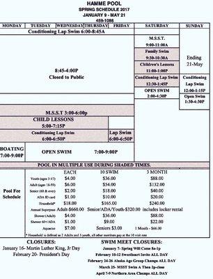 Spring schedule