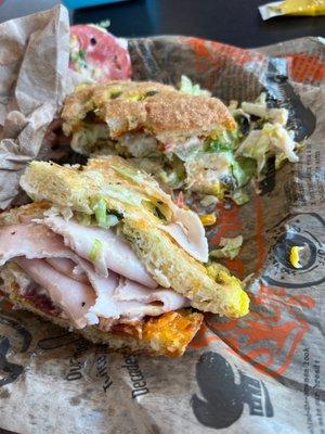 Soggy barely intake bottom part of sandwich