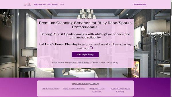 Home page for Lupe's House Cleaning LLC, Reno, NV. Designed by CharleyBlue Designs
