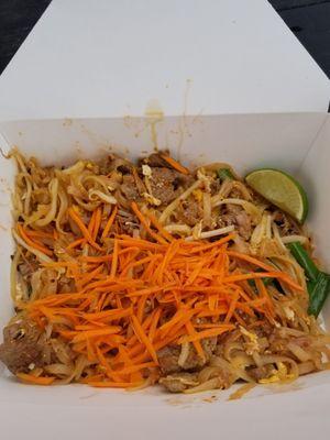 Pad Thai with beef.