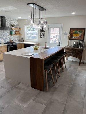 Teak custom table add on to island