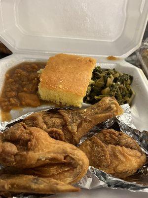 This food was amazing and customer service outstanding! Chicken greens yams and cornbread