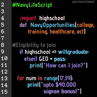 A script on Python for all the Navy STEM Careers out there!