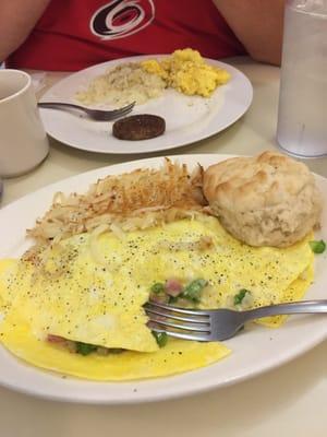 Western omelette and breakfast buffet.