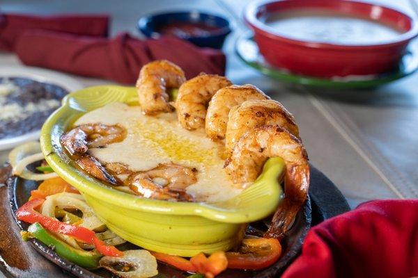 White shrimp fajitas