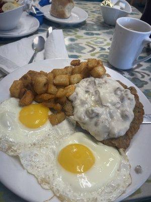 Country fried steak breakfast! Delicious!