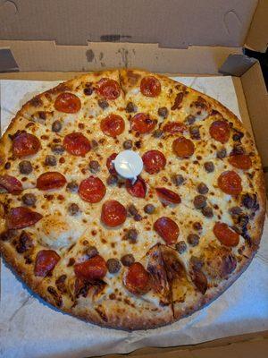Garlic butter, pepperoni and sausage