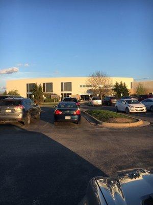 View of front door from parking lot.