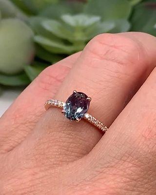 Alexandrite & Diamond Engagement Ring in Rose Gold