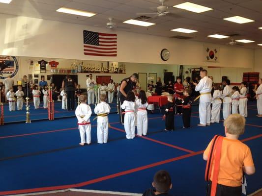 The kids participating in an in-house tournament.