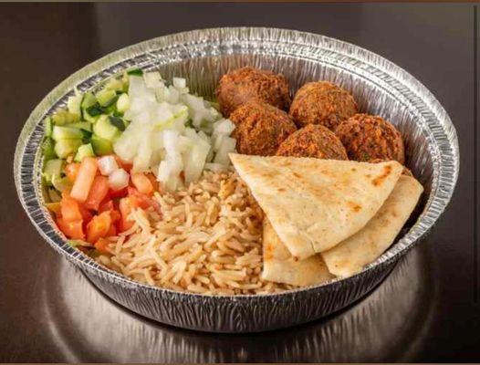 This is a falafel over rice